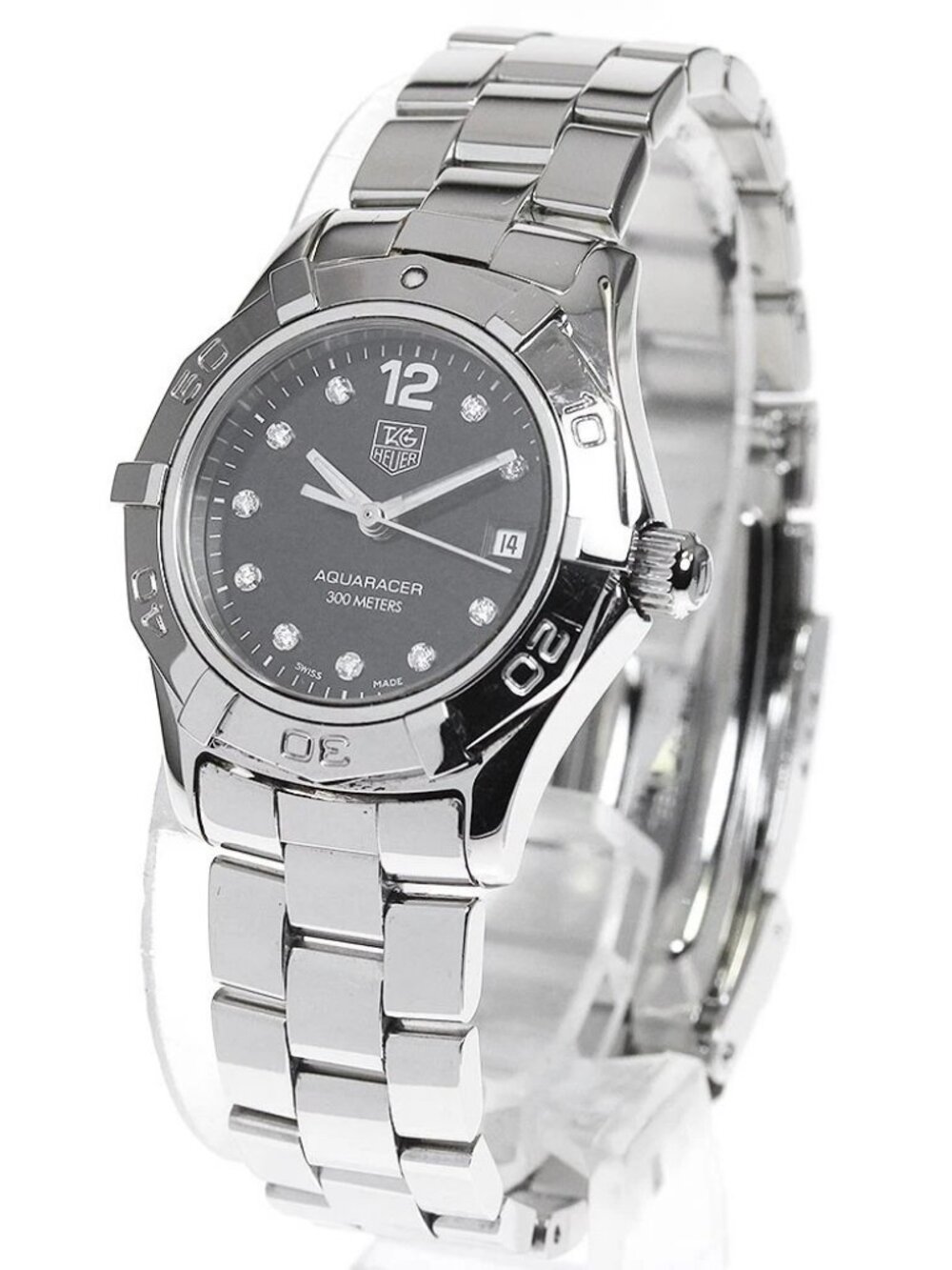 TAG HEUER Aquaracer WAF141C 10P diamond Black Dial Quartz Ladies Watch_825566